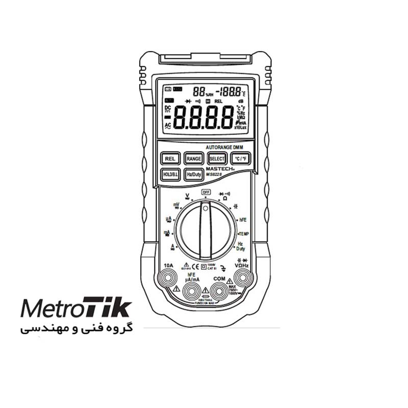 مولتی متر و دماسنج لیزری Multimeter Thermometer MASTECH MS 8228 مستک MASTECH MS 8228