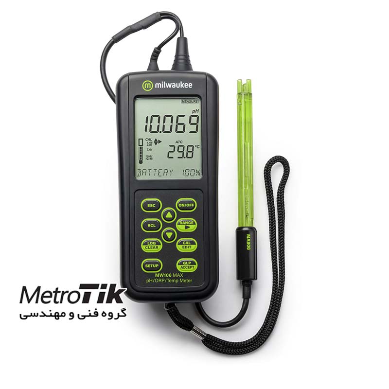 دیتالاگر pH ORP متر + USB pH/ORP/Temp Portable Meter MILWAUKEE MW106 MAX