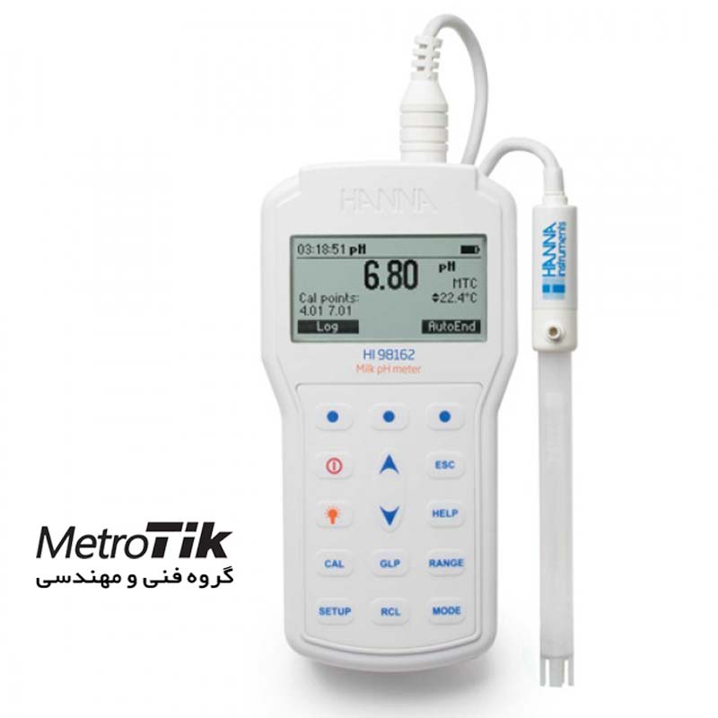 دستگاه pH متر مخصوص شیر پرتابل Professional Portable Milk pH Meter هانا HANNA Hi98162    