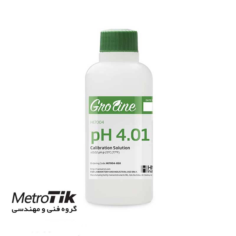 بافر ( 500mL ) pH 4.01     GroLine pH 4.01 Bufferهانا HANNA HI7004-050