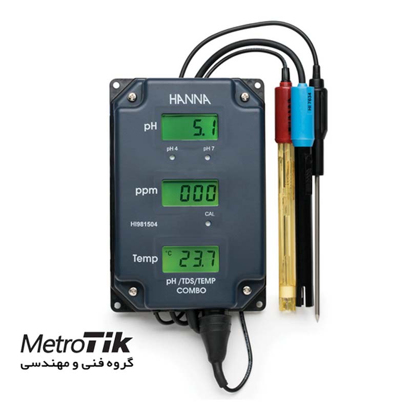 نمایشگر pH و TDS و دما pH/TDS/Temperature Monitor هانا HANNA Hi981504